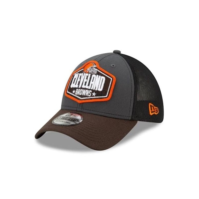 Grey Cleveland Browns Hat - New Era NFL NFL Draft 39THIRTY Stretch Fit Caps USA5708149